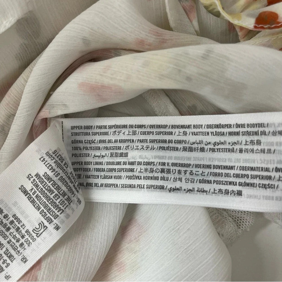 Abercrombie & Fitch White Floral Chiffon Off the Shoulder Bodysuit Medium Women - Picture 11 of 12